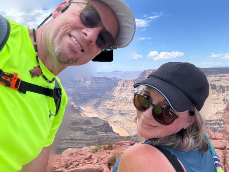 TJ Smith (left) and his wife, Jesse. TJ was getting ready to respond to a 911 call for chest pain when he had his own chest pain – which later led to open-heart surgery. (Photo courtesy of TJ Smith)